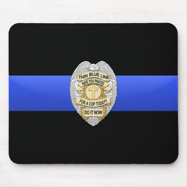 Mousepad Sinalizador e Crachá de linha azul fina (Frente)