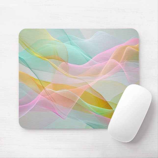 Mousepad Sinfonia Pastel de Fitas Flutuantes e Transparente (Com mouse)
