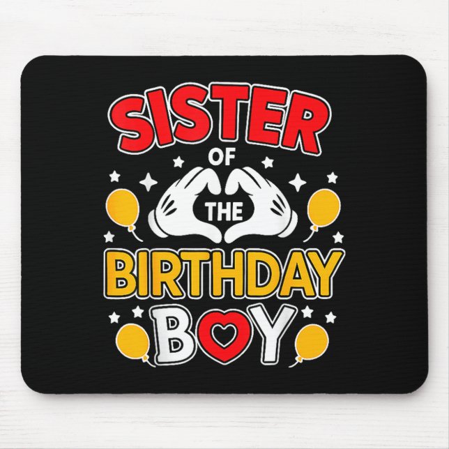 Mousepad Sister Of The Birthday Boy Family Matching Dad Mom (Frente)
