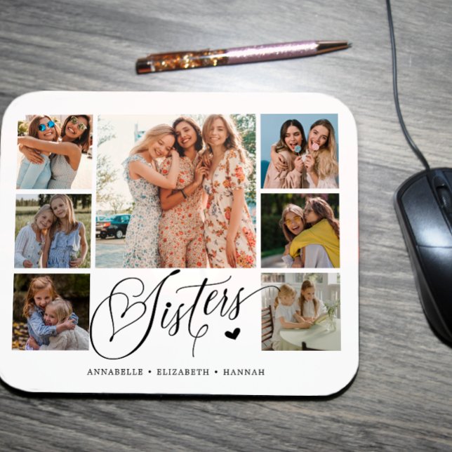 Mousepad Sister Photo Collage Typoographic Keepsait (Criador carregado)