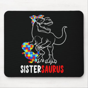 Mousepad Sistersaurus T Rex Dinossauro Autismo Conscientiza