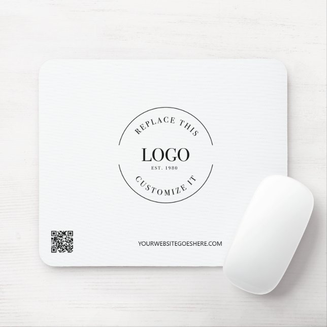 Mousepad Site de logotipo de empresa simples Preto branco (Com mouse)