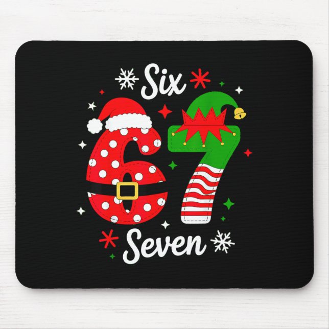 Mousepad Six Seven 67 Meme 6 7 Santa Christmas Pajamas Kids (Frente)
