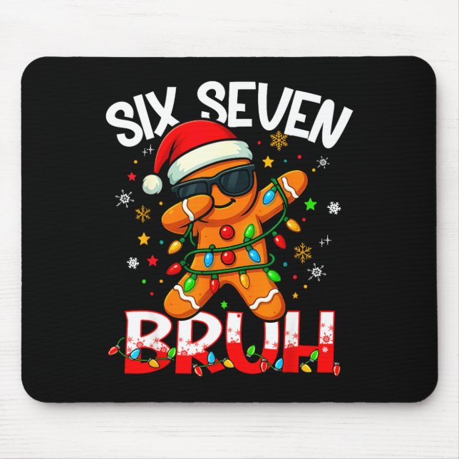 Mousepad Six Seven 6 7 Meme Dabbing Gingerbread Man Christm (Frente)