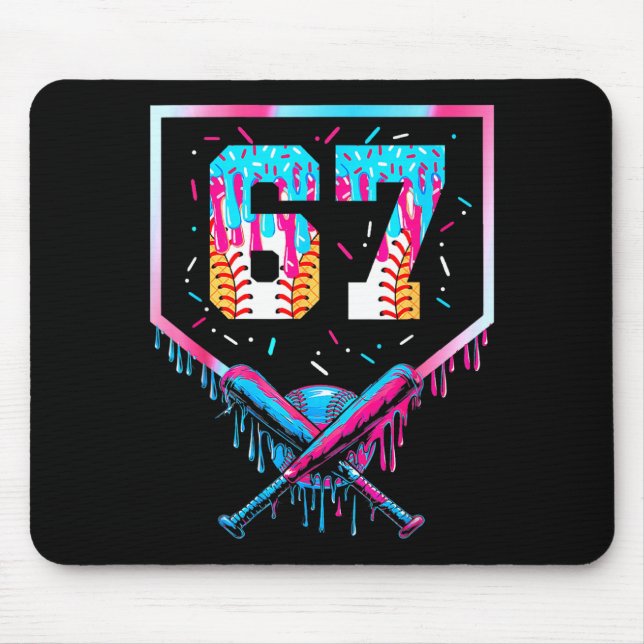 Mousepad Six Seven Baseball Ice Cream Drip Cool 67 Gen Alph (Frente)