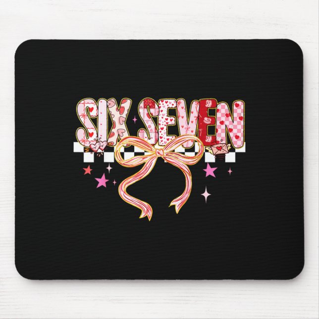 Mousepad Six Seven Coquette Bow Women Girl Funny Valentines (Frente)