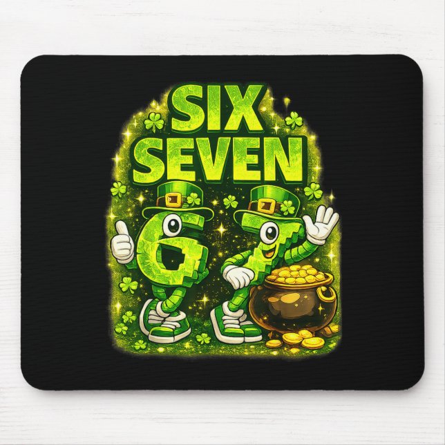 Mousepad Six seven lucky shamrock 67 st patricks day boy (Frente)