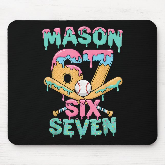 Mousepad Six Seven Meme Mason Ice Cream Drip Funny Bysebyll (Frente)