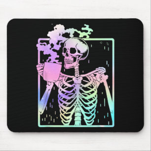 Mousepad SkelBebendo Café Mulheres Homens Halloween Costu