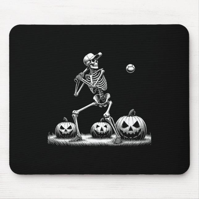 Mousepad Skeleton Baseball Player Halloween Mens Meninas Cr (Frente)