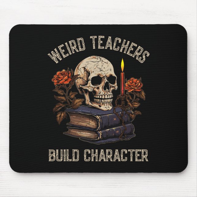 Mousepad Skeleton Book Floral Skull Halloween Professora Mu (Frente)