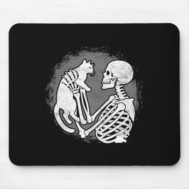Mousepad Skeleton Cat Gatinho do crânio Homens bonitos do D (Frente)