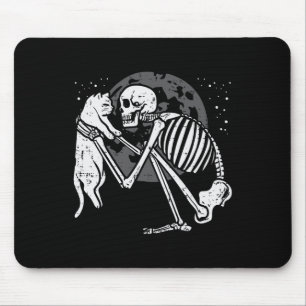 Mousepad Skeleton Cat Gatinho Skull Gótico Homens de Hallow
