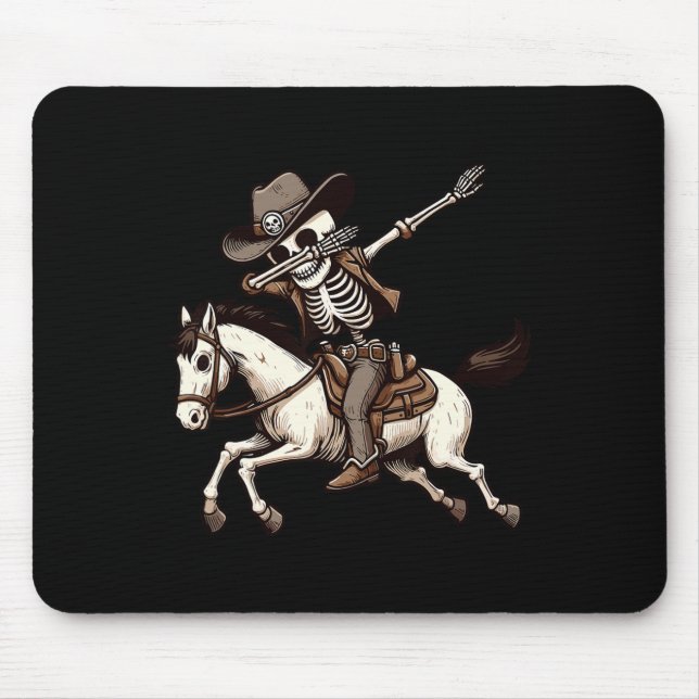 Mousepad Skeleton Cowboy Halloween Meninos Homens Da (Frente)