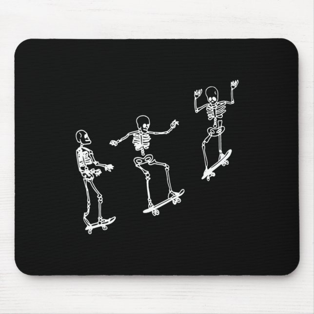 Mousepad Skeleton Divertido Skateboard Halloween Skateboard (Frente)