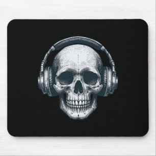 Mousepad Skeleton Dj Fones de ouvido Spooky Skull Musical H