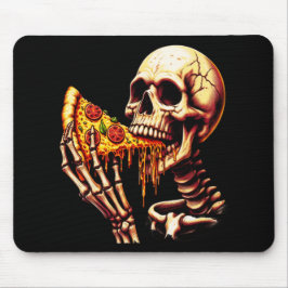 Mousepad Skeleton Eating Pizza