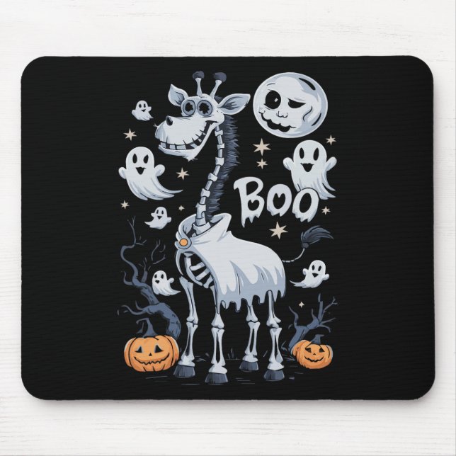 Mousepad Skeleton Girafa Em Fantasmas Halloween (Frente)