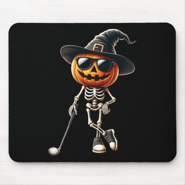 Mousepad Skeleton Golf Pumpkin Golfing Golfer Cos (Frente)
