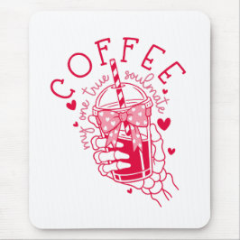 Mousepad Skeleton Hand Coffee Red Hearts Gothic