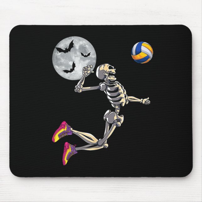 Mousepad Skeleton jogando voleibol Feliz Dia das Bruxas (Frente)