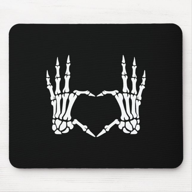 Mousepad Skeleton Mãos Sinais de Coração Retro Figurino de  (Frente)