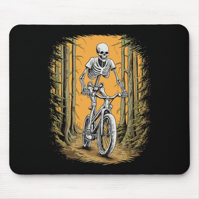 Mousepad Skeleton Mountain Bike Cyclist Skeleton Halloween (Frente)
