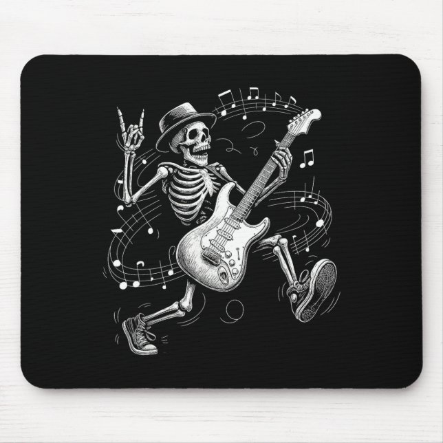 Mousepad Skeleton Playing Guitar Music For Men Women Rock B (Frente)