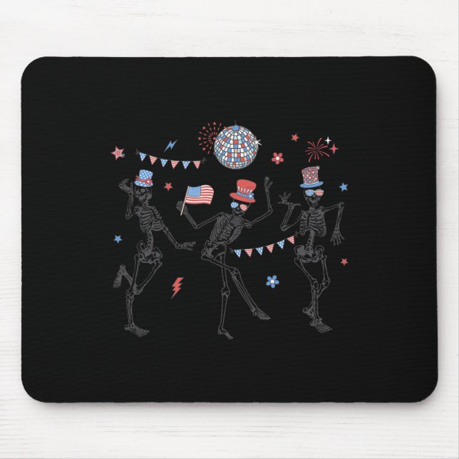 Mousepad Skeleton Retro 4º De Julho Pelos Sinalizadores Ame (Frente)