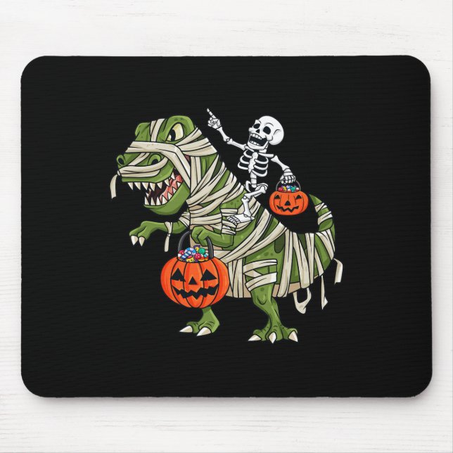 Mousepad Skeleton Riding Mummy T Rex Halloween Meninas K (Frente)