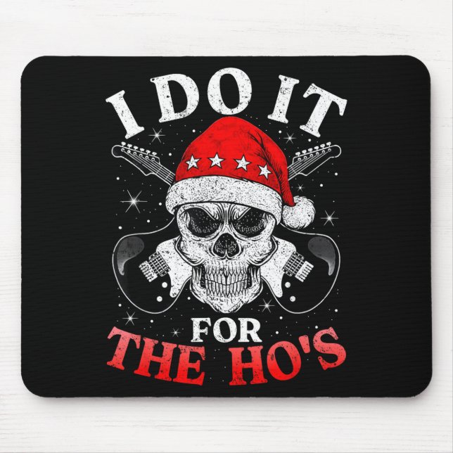 Mousepad Skeleton Santa Rocker Inappropriate Funny Guitar G (Frente)
