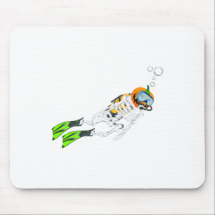 Mousepad Skeleton Scuba Mergulhando mergulhador de Abóbora