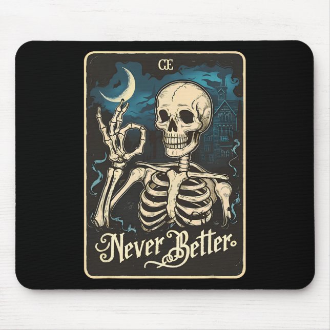 Mousepad Skeleton Tarot Card Nunca Melhor Skertar Halloween (Frente)