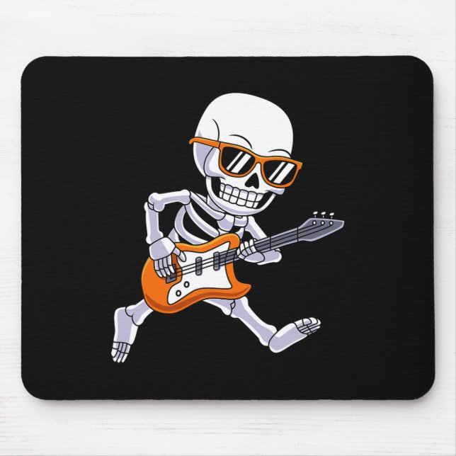 Mousepad Skeleton Tocando Guitarra Rock E Roll Boys Criança (Frente)