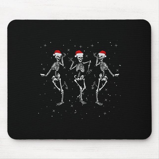 Mousepad Skeletons Dançando Com Chapéus De Natal - Feliz Na (Frente)