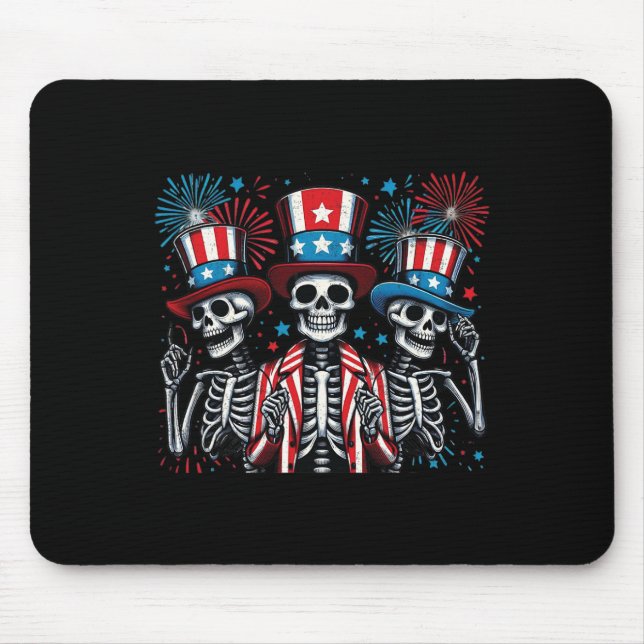 Mousepad Skeletts 4 De Julho Dia Da Independência Engraçada (Frente)