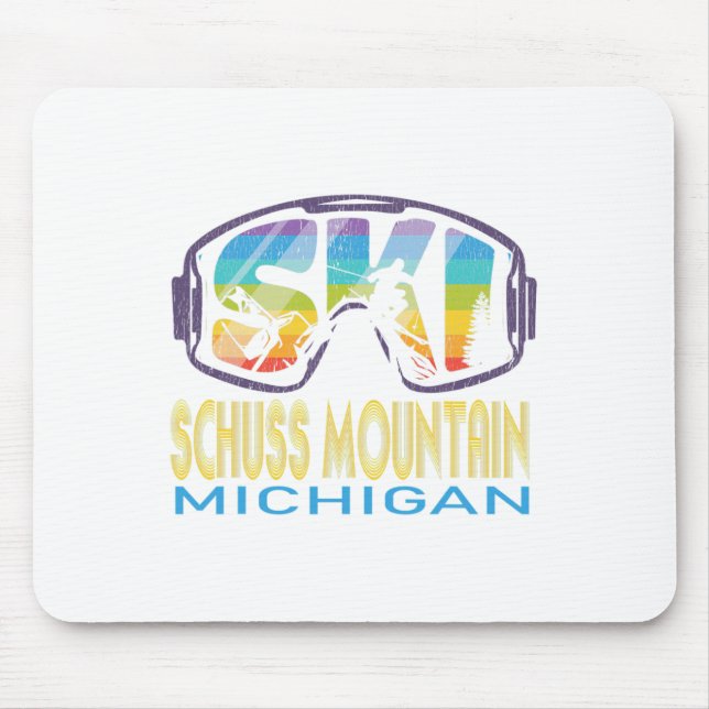 Mousepad Ski Schuss Mountain Michigan Skiing Vacation  (Frente)