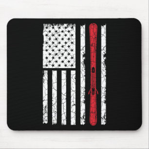 Mousepad Ski Skiier American Flag Skiing Usa Gift