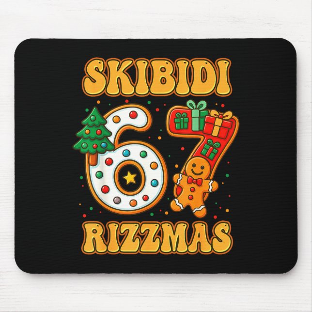 Mousepad Skibidi 67 Rizzmas Funny Six Seven Meme Christmas  (Frente)