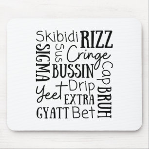 Mousepad Skibidi Rizz Crianças Engraçadas Rizz Bussin Gen Z