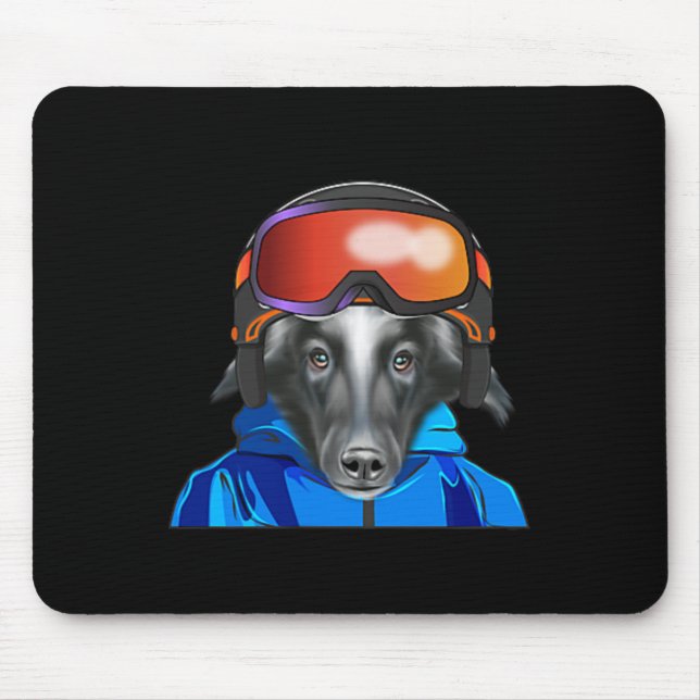 Mousepad Skier Belgium Sheepdog Snowboard Pocket (Frente)