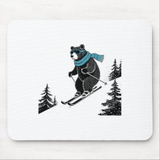 Mousepad Skiing Bear, Funny Wintersports, Dad Ski Slope, Fu