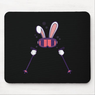 Mousepad Skiing Rabbit Ski Poles Ski Goggles Easter Bunny 