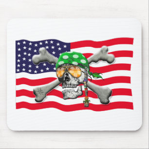 Mousepad Skull and Cross Bones USA Pirata Americana