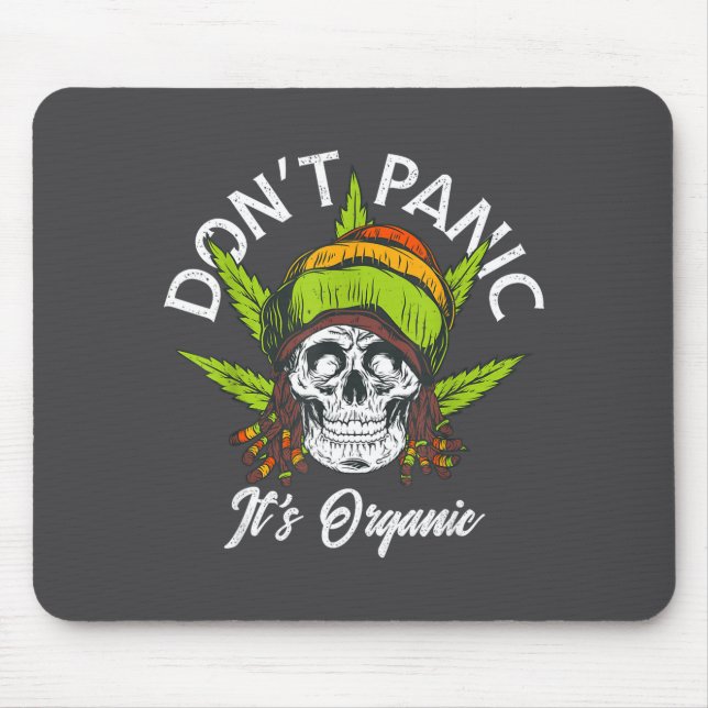 Mousepad Skull Jamaica Rasta Funny Don´t Panic It´s Organic (Frente)