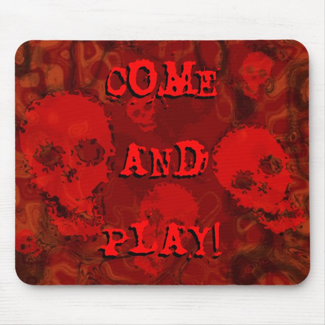 Mousepad Skull Specters Vermelho 'Venha e Jogue!' (Frente)