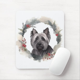 Mousepad Skye Terrier Christmas Wreath Festivo Pup