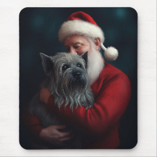 Mousepad Skye Terrier com Papai Noel Natal Festivo
