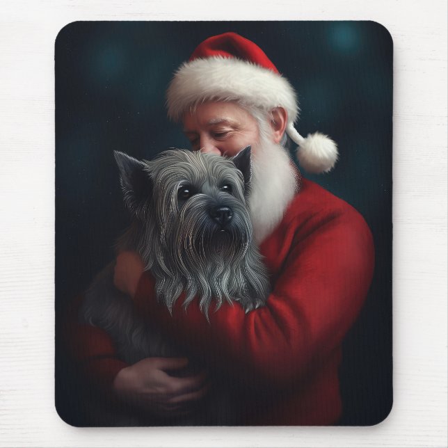 Mousepad Skye Terrier com Papai Noel Natal Festivo (Frente)