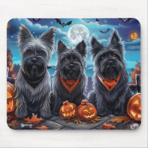 Mousepad Skye Terrier Halloween Assustador